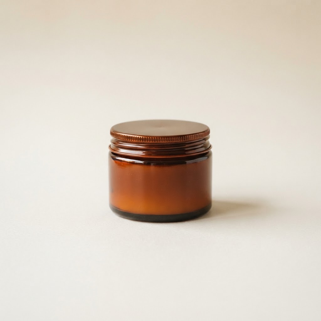 Small Amber PET Cosmetic Jar with Metallic Lid
