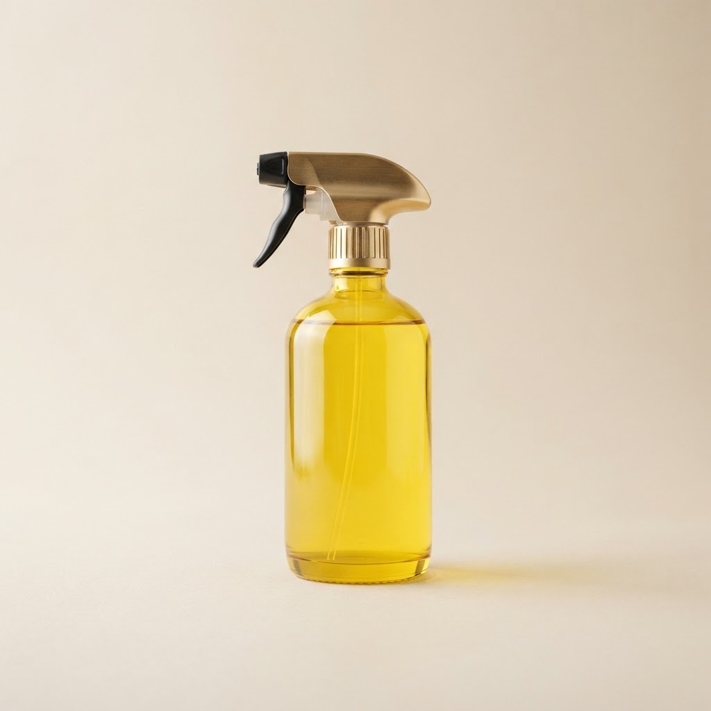 Yellow Translucent PET Bottle with Gold Trigger Sprayer