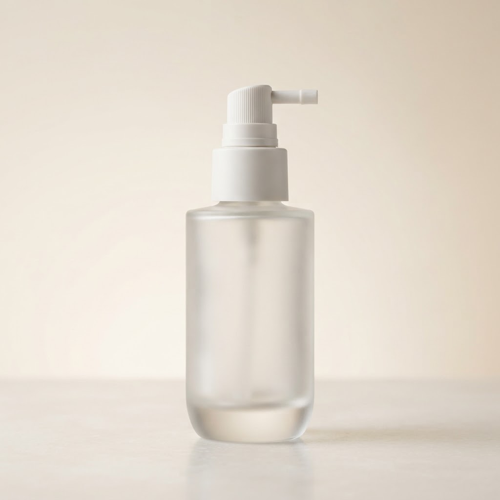 Frosted Glass Bottle with White PP Pump Dispenser