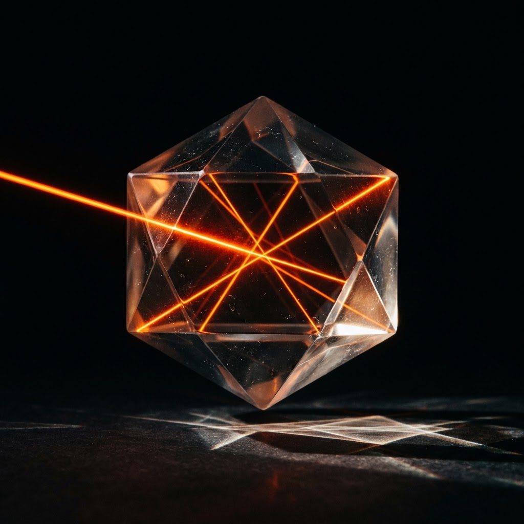 Light refracting through a glass prism