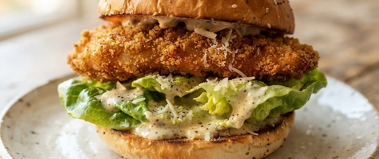 Quick Crispy Chicken Caesar Burger