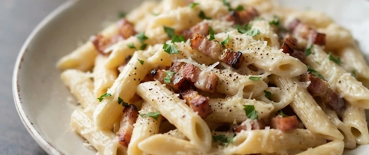 Classic Creamy Bacon Penne