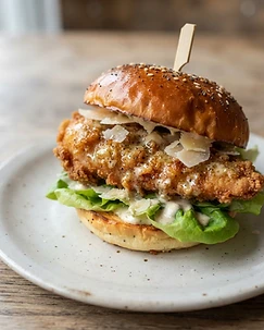 Garlic Butter Crispy Chicken Caesar Burger