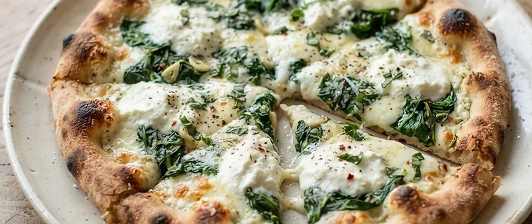 Spinach and Ricotta White Pizza