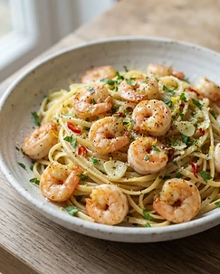 Lemon and Garlic Prawn Linguine