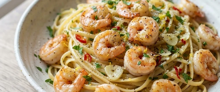 Lemon and Garlic Prawn Linguine