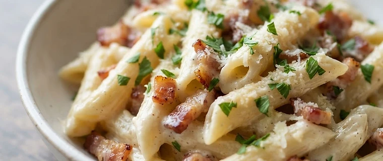 Quick Creamy Bacon Penne