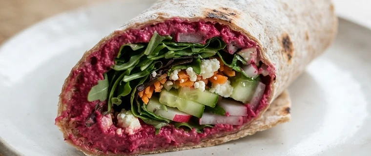 Beetroot Hummus Wrap