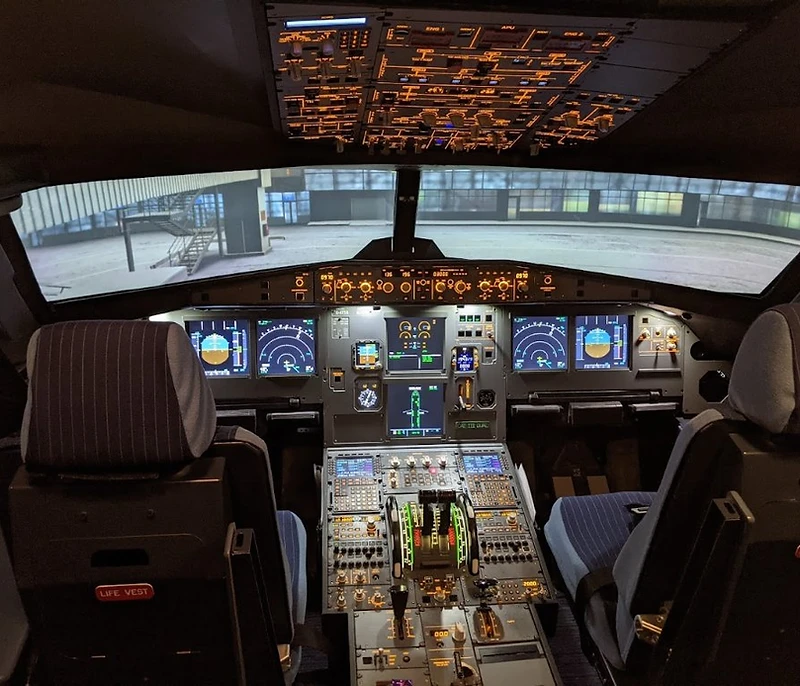 Airbus A320 captain's seat and flight deck