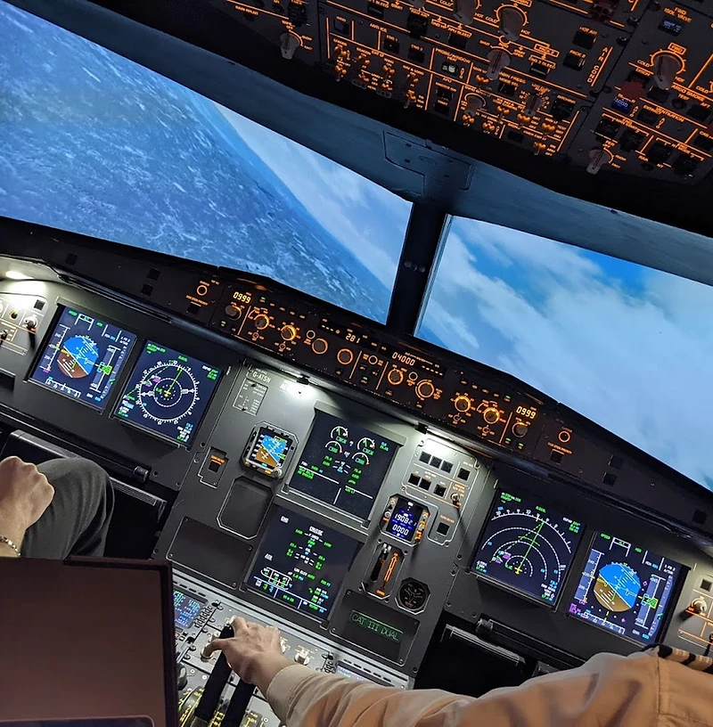 Airbus A320 flight simulator cockpit