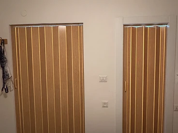 דלת אלון בהיר עם פסי תאורה