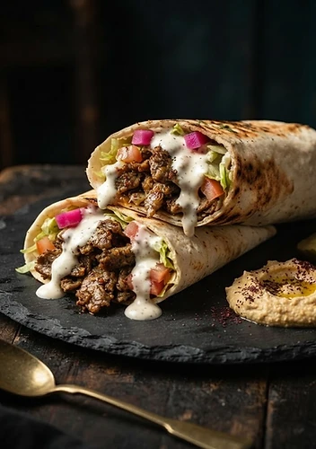 Chicken shawarma carved to order at Toomi's Halal Shawarma