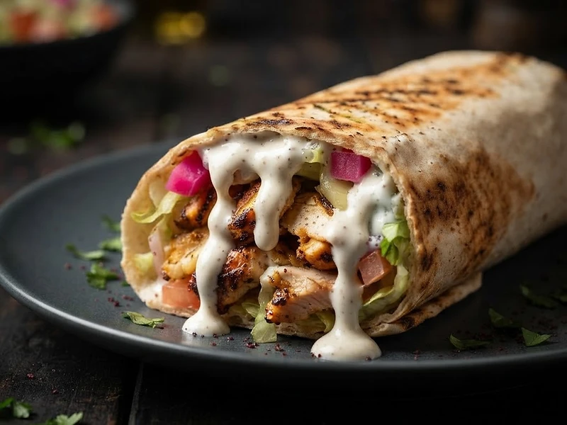 Chicken shawarma wrap at Toomi's Halal Shawarma