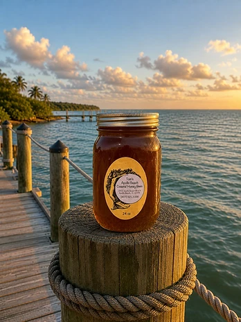 Quart glass mason jar of honey