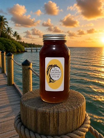 Half-gallon glass mason jar of honey