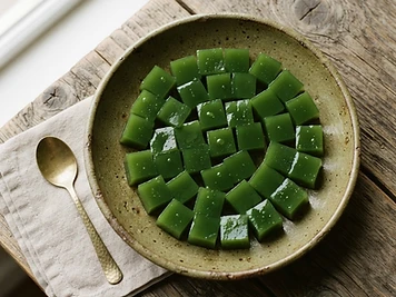 Nutritious Green Gel Food for Omnivorous Fish