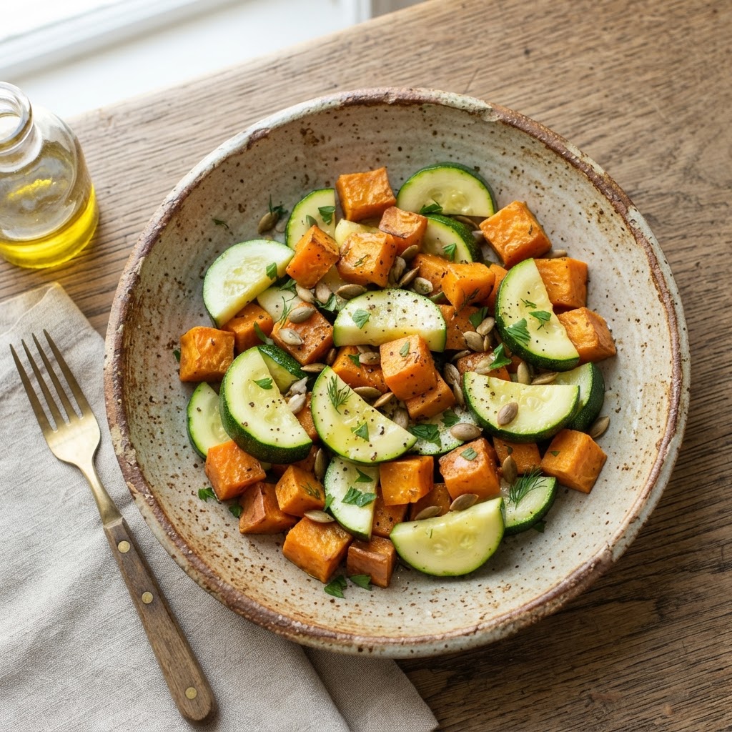 Blanched Zucchini and Sweet Potato Bites
