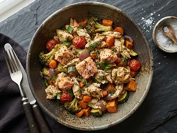 Simple Poached Chicken and Salmon Feast