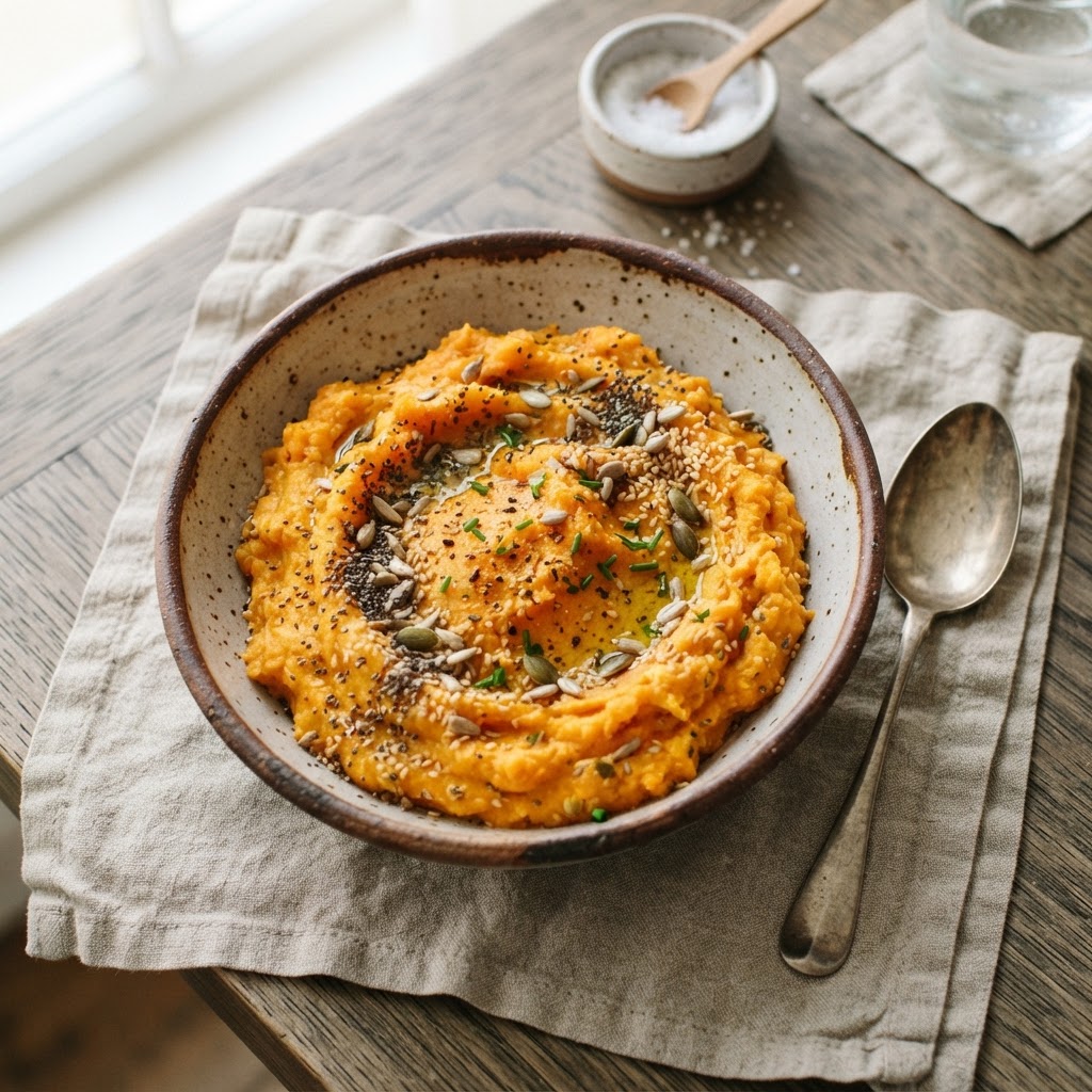 Warm Sweet Potato and Sprouted Seed Mash