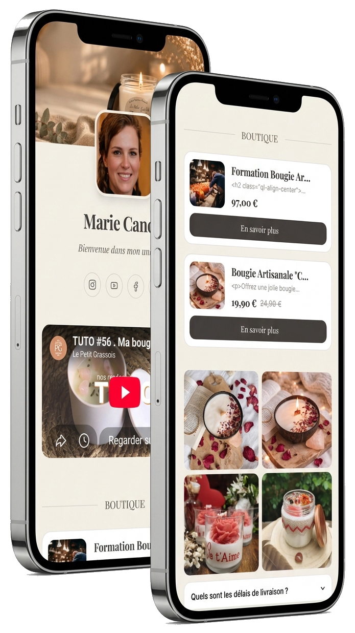 Aperçu d'une page créateur Teamvip sur mobile