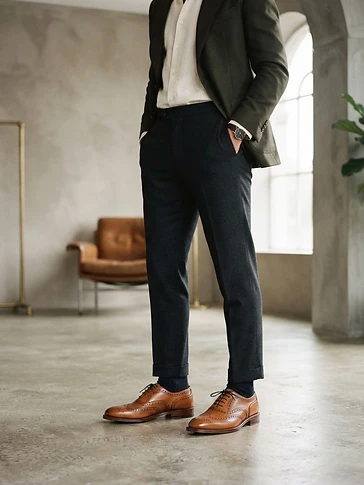 Mens Handmade Tan Leather Brogue