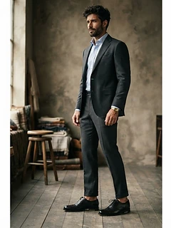 Mens Italian Leather Brogue in Black