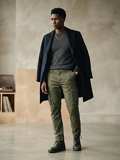 Mens Olive Cargo Trousers