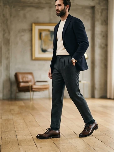 Mens Black Leather Derby Shoes