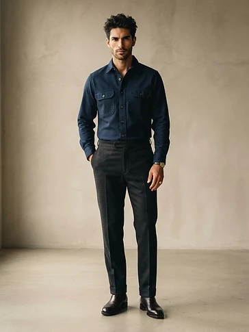 Navy Chino Work Shirt