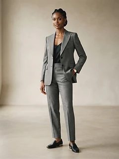 Grey Single-Breasted Tailored Blazer