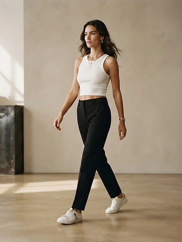 Signature Cropped Tank Top in White