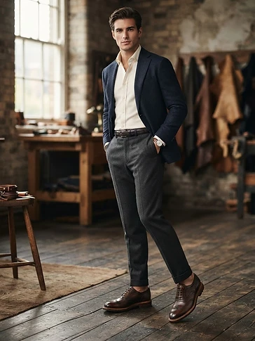 Mens Dark Brown Leather Brogue