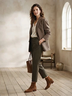 Premium Women's Brown Suede Ankle Boots