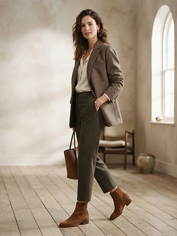 Premium Women's Brown Suede Ankle Boots