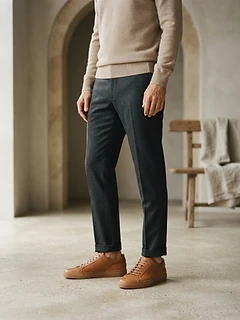 Mens Minimalist Tan Leather Sneakers
