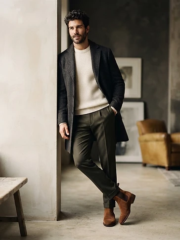 Tobacco Italian Suede Chelsea Boots for Men