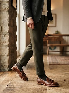 Mens Brown Leather Tassel Loafers