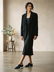 Women's Black Leather Mule