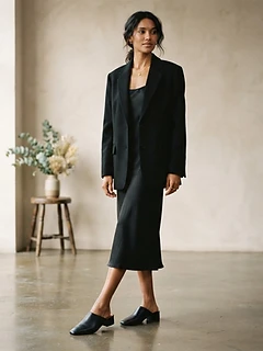 Women's Black Leather Mule
