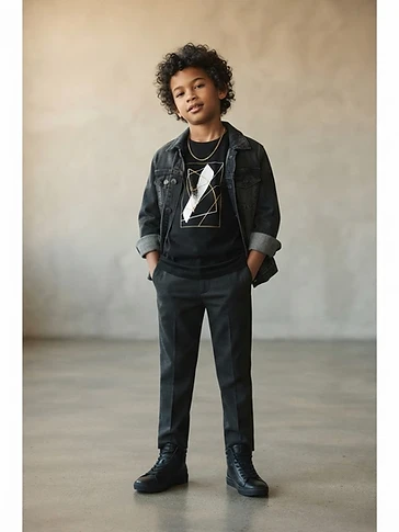 Kids Premium Black Graphic Logo T-Shirt