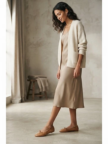Women's Tan Leather Ballet Flats