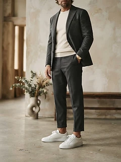 Mens Minimalist White Leather Court Shoe