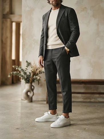 Mens Minimalist White Leather Court Shoe