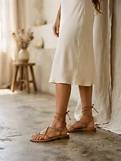 Women's Tan Leather Strappy Sandals