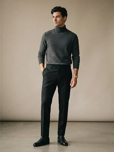 Mens Tailored Black Trousers