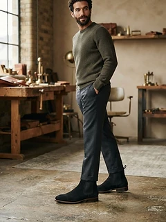 Mens Black Suede Chelsea Boot