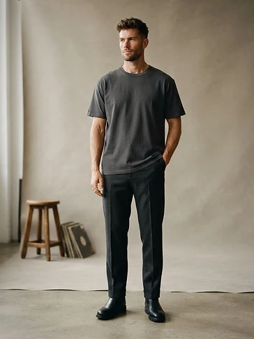Heavyweight Charcoal Cotton T-Shirt
