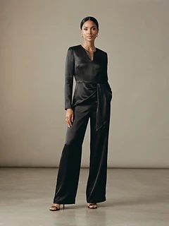 Black Tie Evening Jumpsuit in Tailored Silk