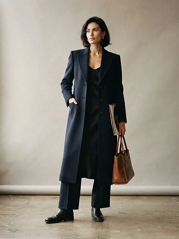 Navy Wool Overcoat