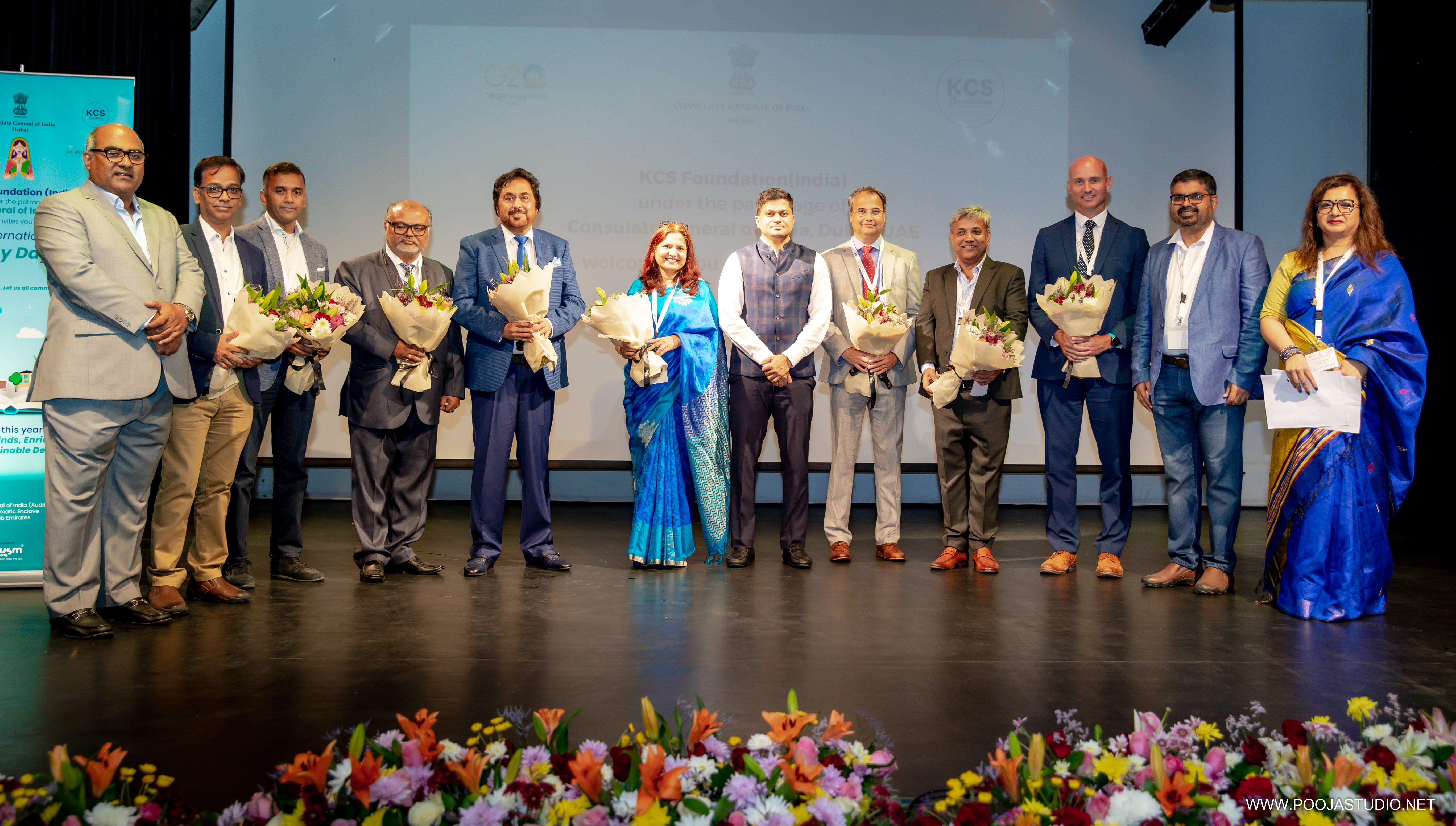 Honourees and organisers on stage at the YES Awards ceremony